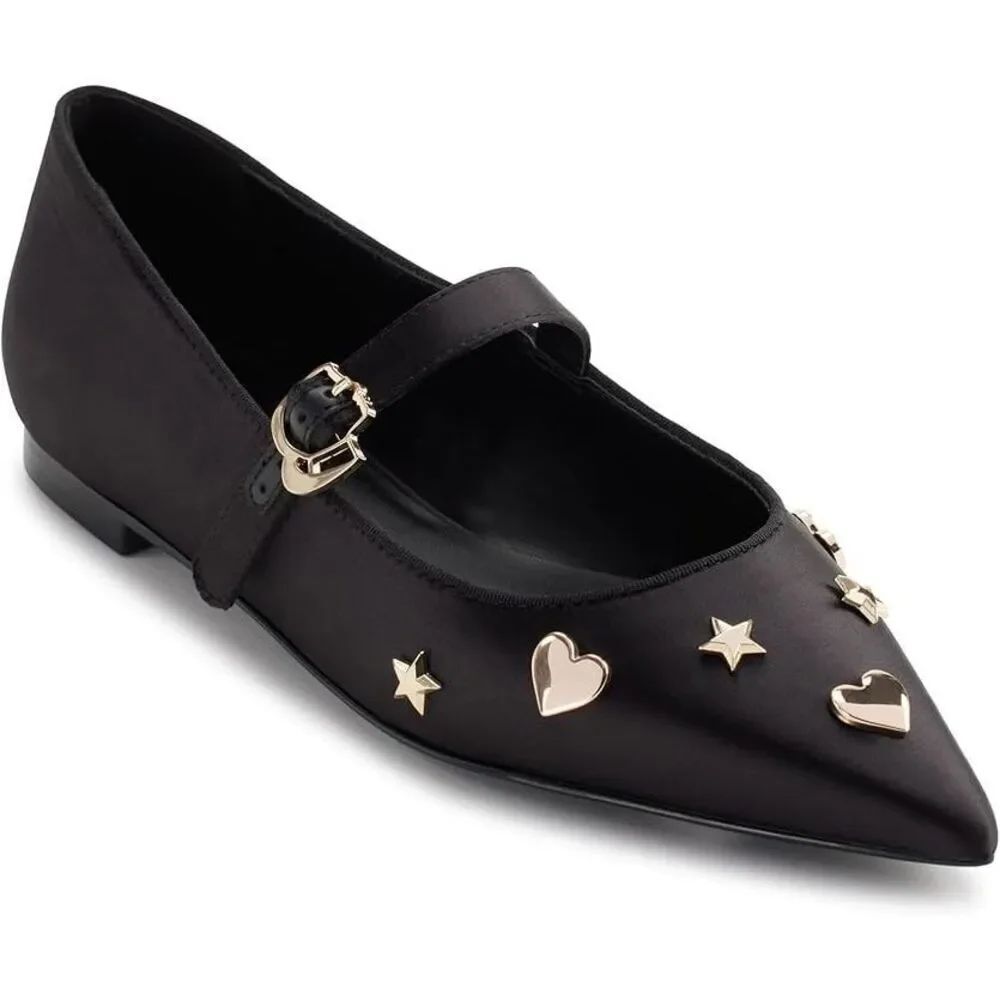 Karl Lagerfeld Paris Veyda Mary Jane FL Flats Black Leather US 7.5 NWOB